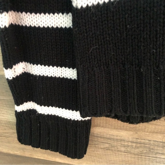 Vintage Cozy Quarterzip Striped Turtleneck Chunky Knit Sweater Large - Picture 5 of 8